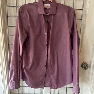 Calvin Klein Purple Dress Shirt with Textured Cotton Blend